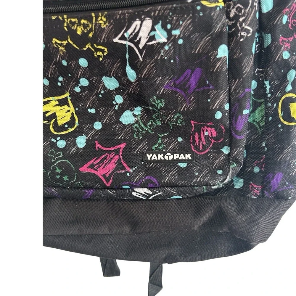 Yak Pak Unisex Multicolor Skull Black Backpack Casual School Storage Bag